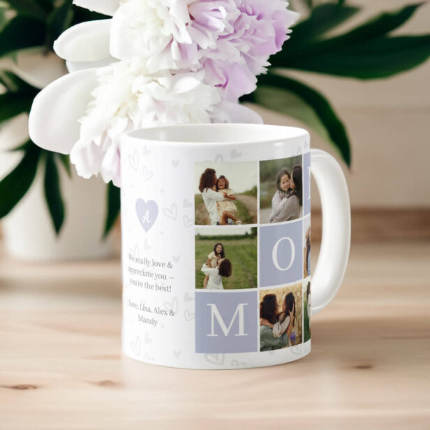Mom Photo Square Gird Monogram & Personalized Coffee Mug