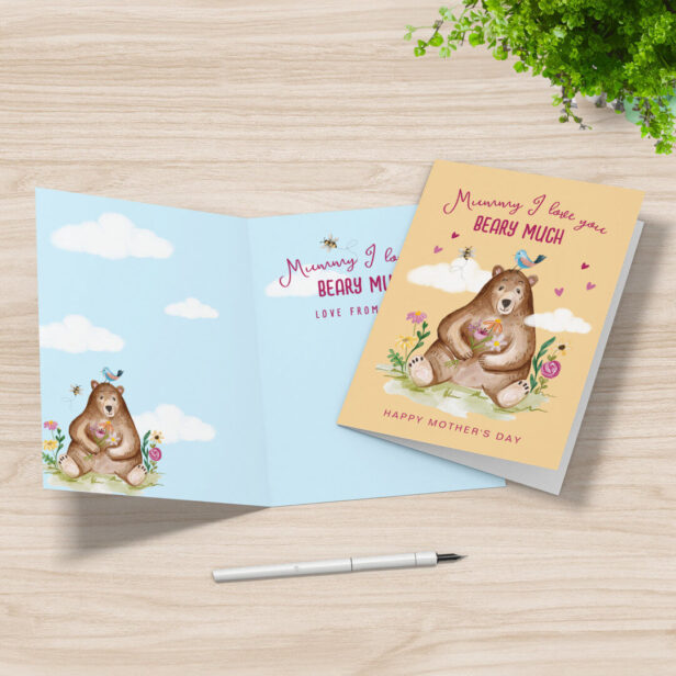 Mummy I Love You Beary Much Happy Mothers Day Bear Holiday Card
