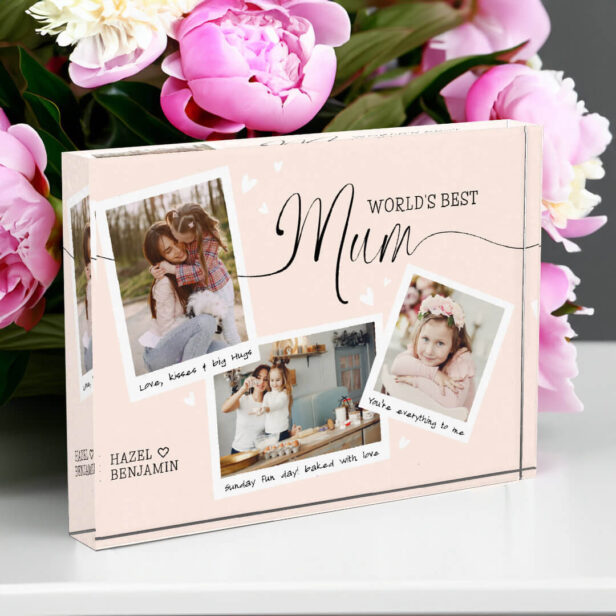 World's Best Mum Script Snapshot Mother's Day Pink Photo Block