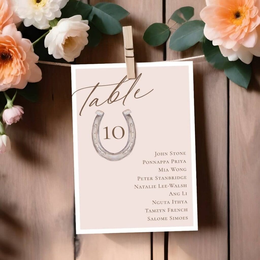 Script Horseshoe Table Number Seating Chart Cards Moodthology Papery