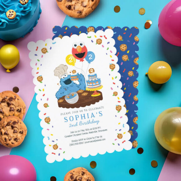 Sesame Street | Cookie Monster Birthday Cake Invitation
