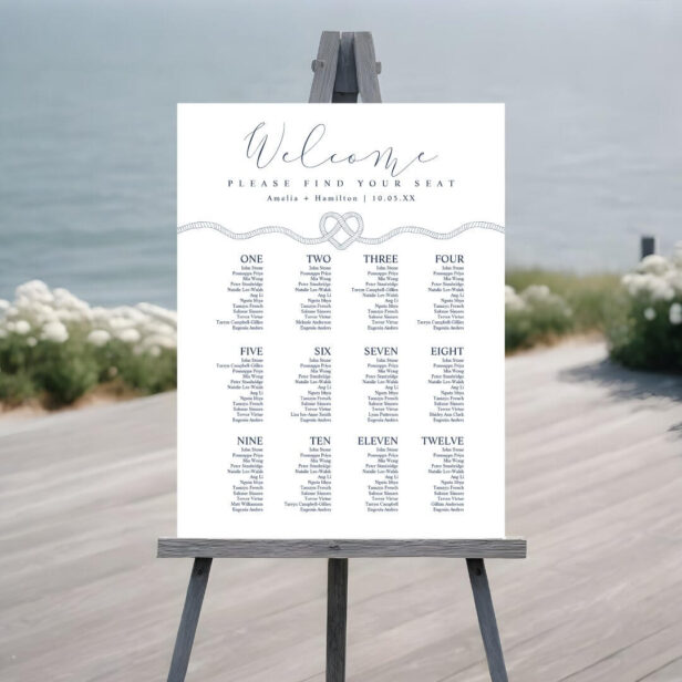 Tying the Knot Nautical Wedding Seating Chart Foam Board