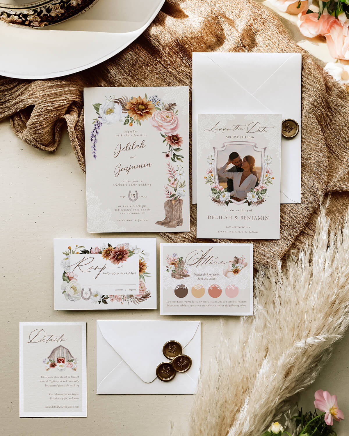 Boho Country Western Style Wedding Collection By Moodthology Papery