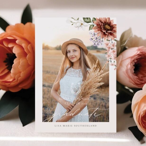 Boho Cowgirl Country Western Photo Graduation Party Invitation