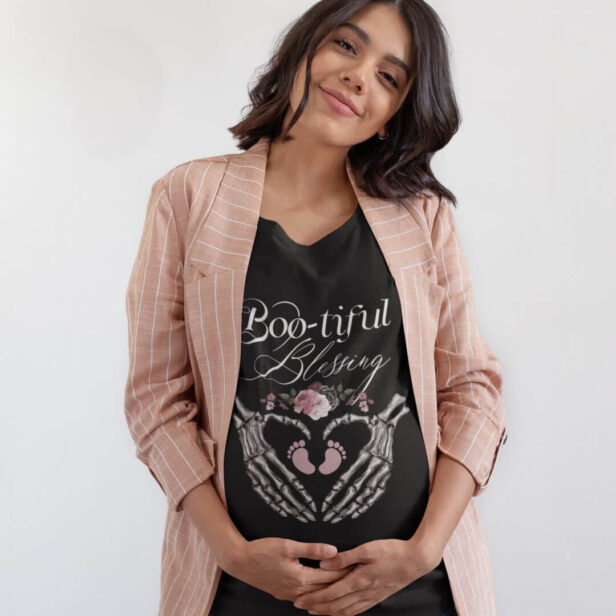 Boo-tiful Blessing Baby Girl Gothic Skeleton Heart T-Shirt