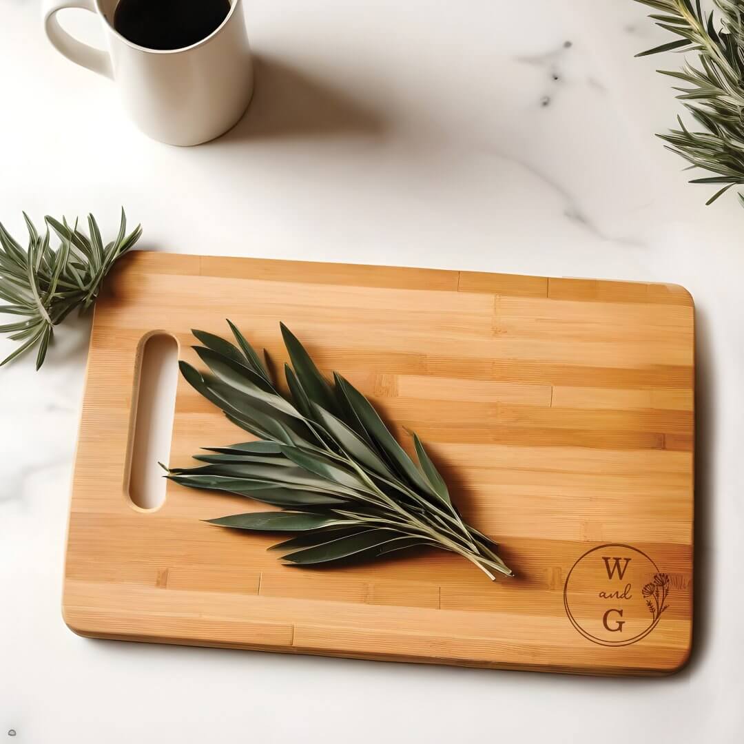 Elegant Dandelion Floral Wreath Wedding Monogram Cutting Board