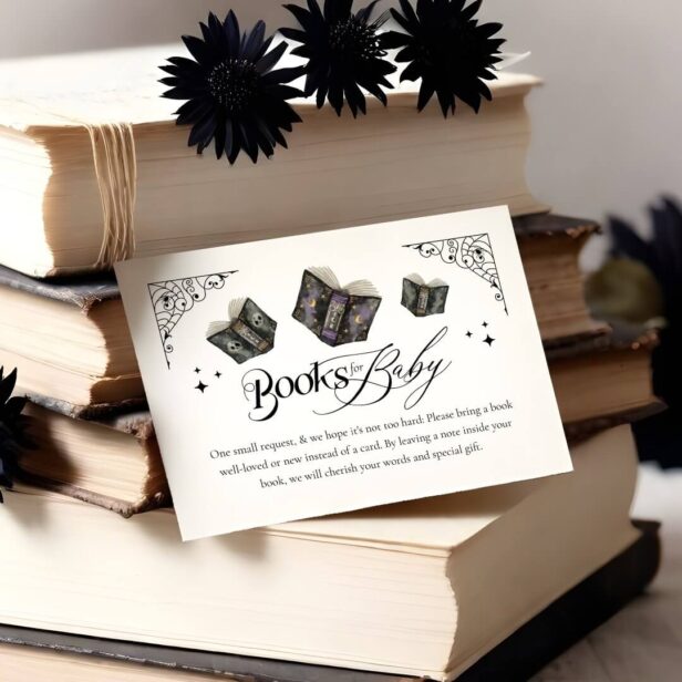 Gothic Books Halloween Baby Shower Books for Baby Enclosure Card