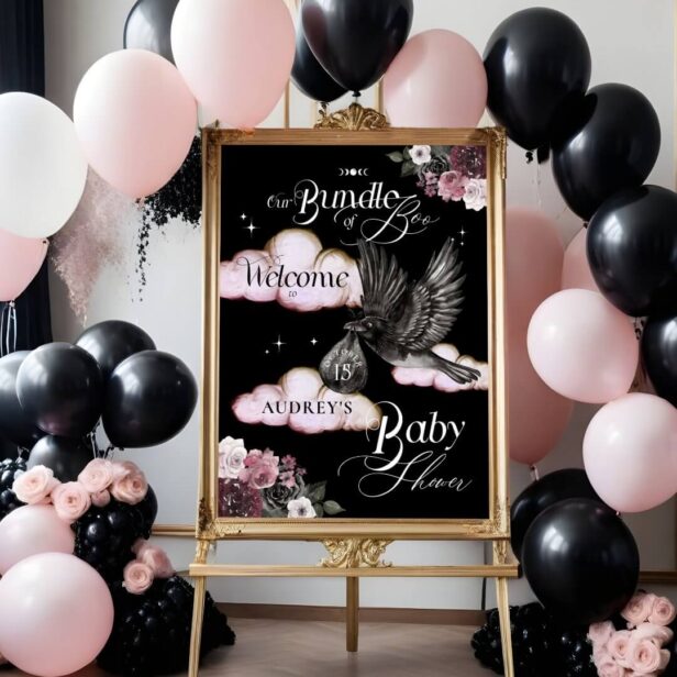 Gothic Bundle of Boo Raven Baby Girl Shower Welcome Foam Board