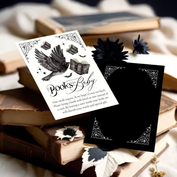 Gothic Halloween Raven Delivery Books for Baby Enclosure Card
