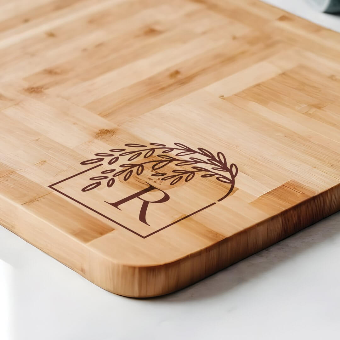 Modern Elegant Weeping Willow Tree Custom Monogram Cutting Board