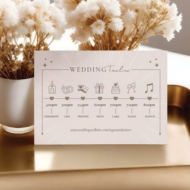 Modern Minimal Boho Celestial Wedding Timeline Enclosure Card