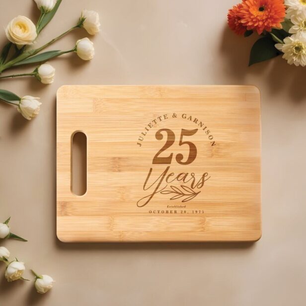 Personalized Wedding Anniversary Gift Year & Name Cutting Board