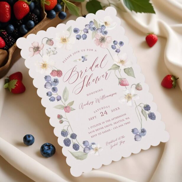 Berry Sweet Bridal Shower Wild Berries & Flowers Invitation