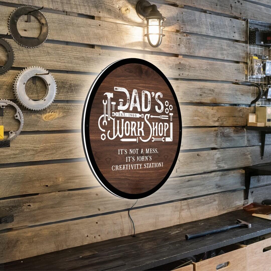 Dad's Workshop King of the Tools Fun Father's Day LED Sign