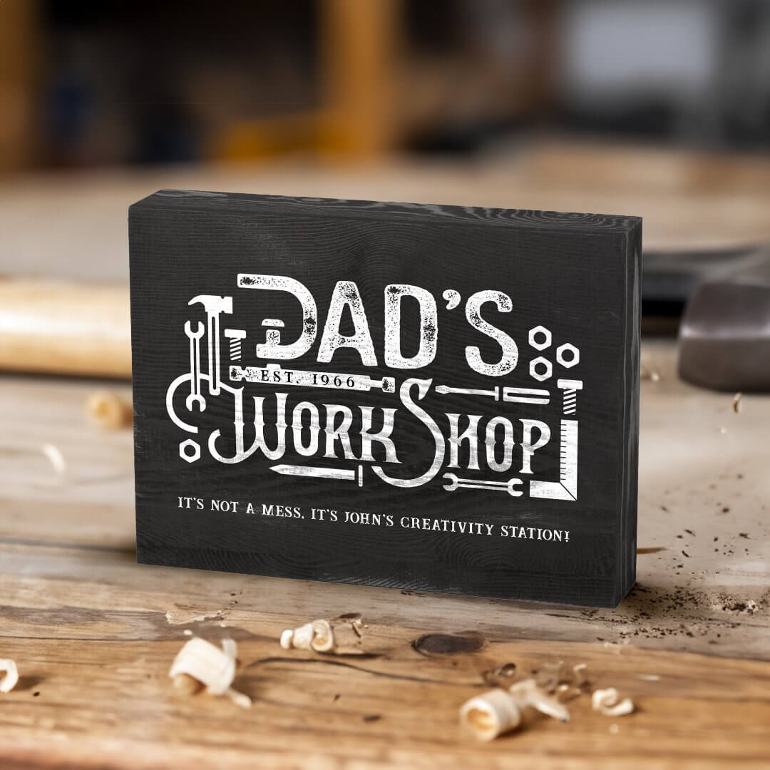Dad's Workshop King of the Tools Fun Father's Day Wooden Box Sign