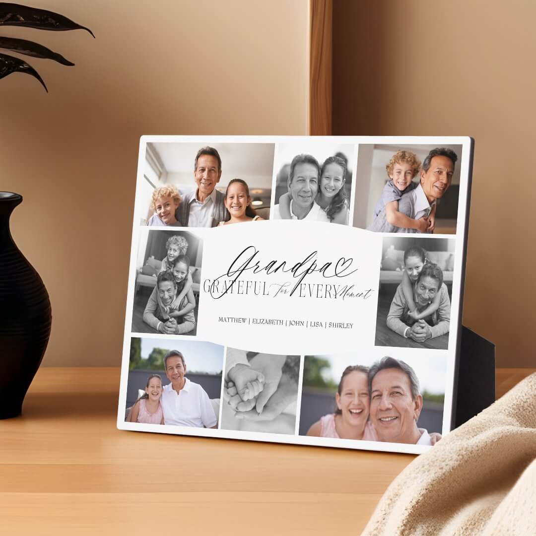 Grandpa Grateful for Every Moment Photo Collage Plaque