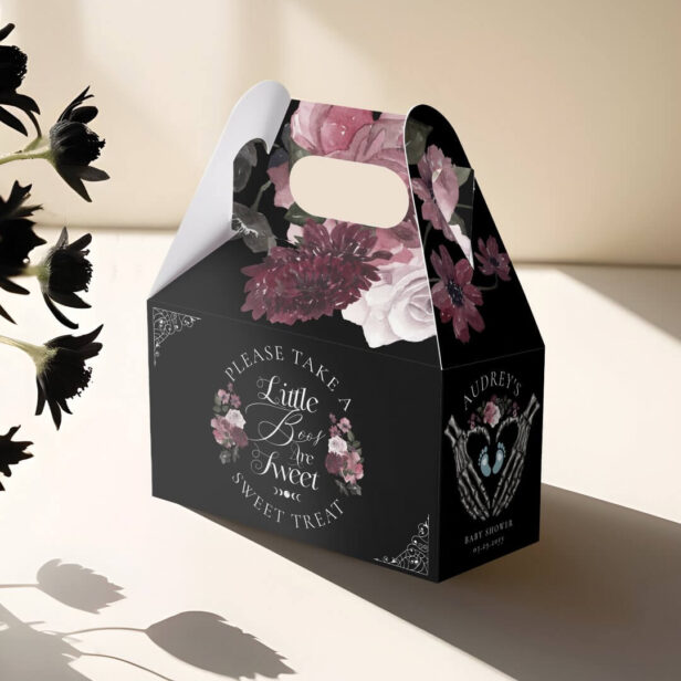 Little Boos Are Sweet Baby Boy Gothic Watercolor Florals Favor Boxes