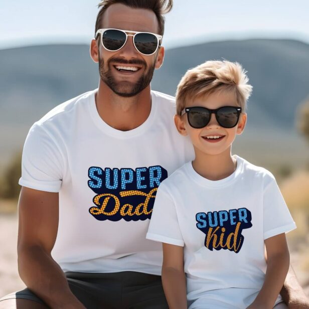 Matching Super Dad & Super Kid Sidekick Father Son T-Shirt