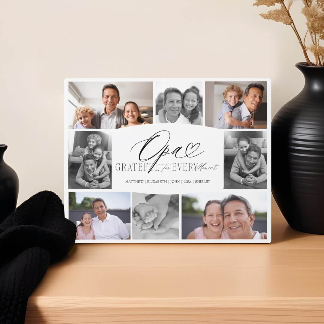 Opa Grateful for Every Moment Photo Collage Plaque