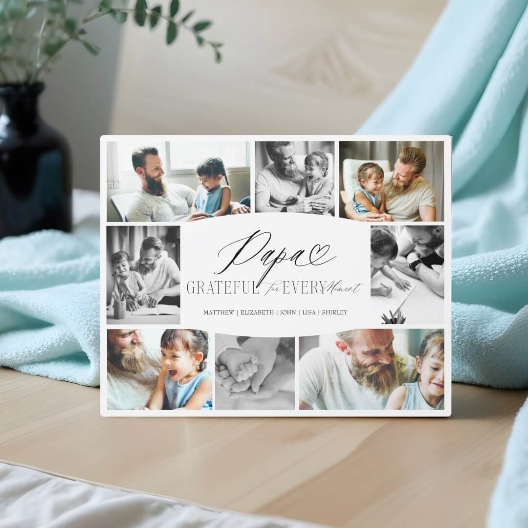 Papa Grateful for Every Moment Photo Collage Plaque