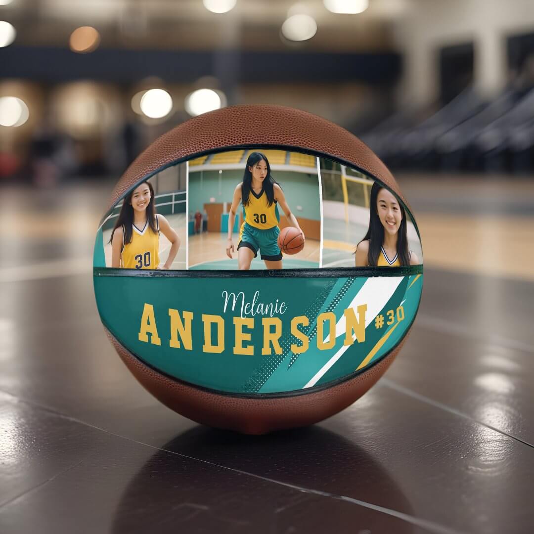 Sporty 3 Photo Collage Player Name & Team Number Basketball