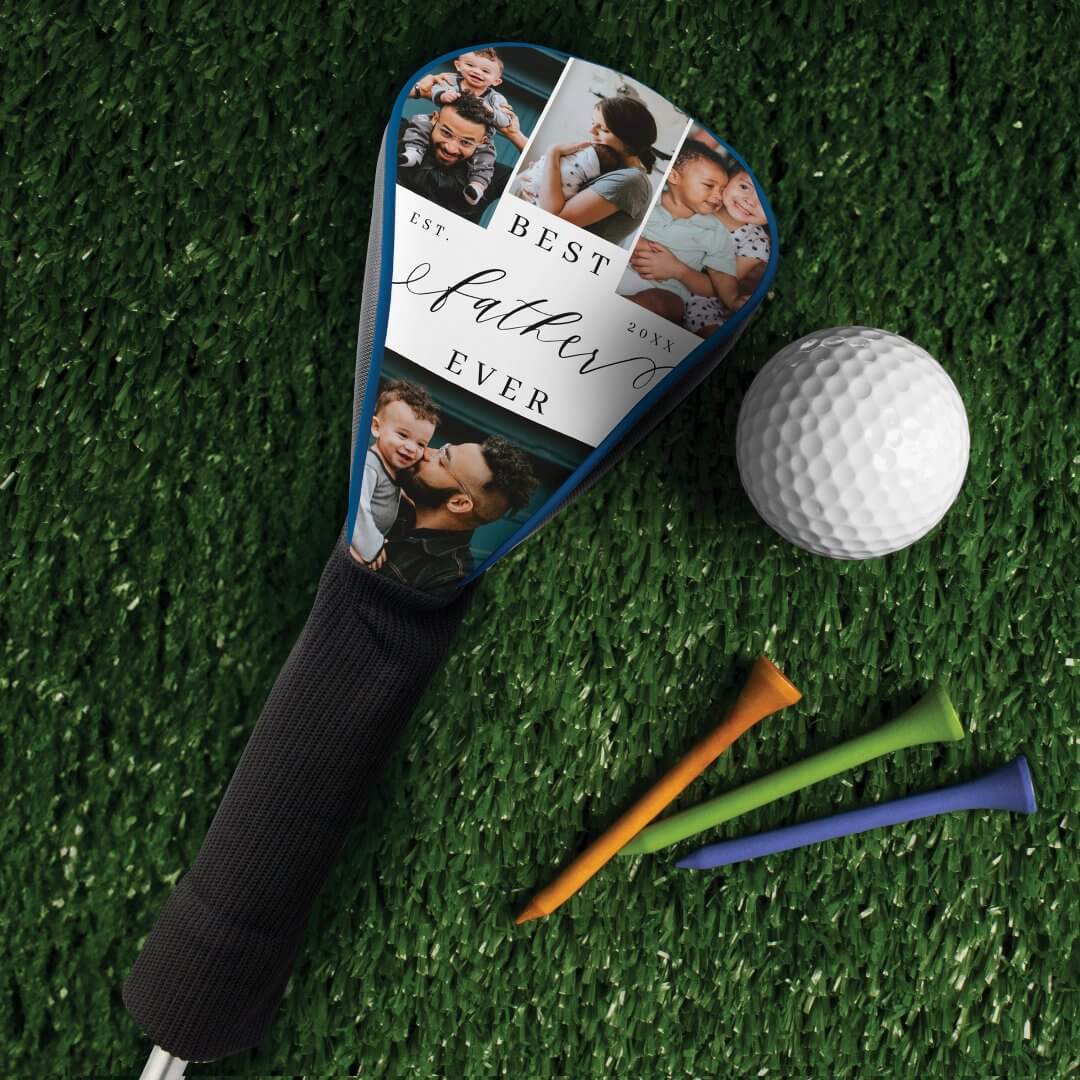 Best Father Ever Script Father's Day Photo Collage Golf Head Cover