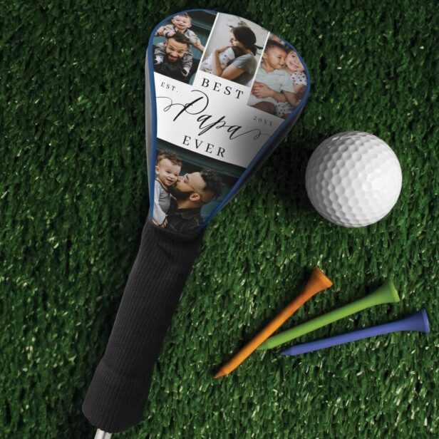 Best Papa Ever Script Father's Day Photo Collage Golf Head Cover