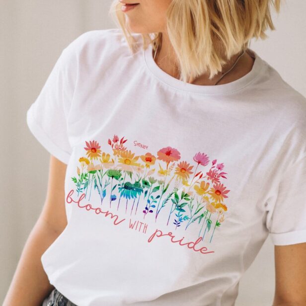 Bloom with Pride LGBTQ Watercolor Wildflowers T-Shirt