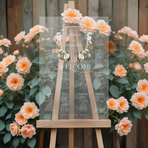 Country Western Floral Crest Wedding Seating Chart