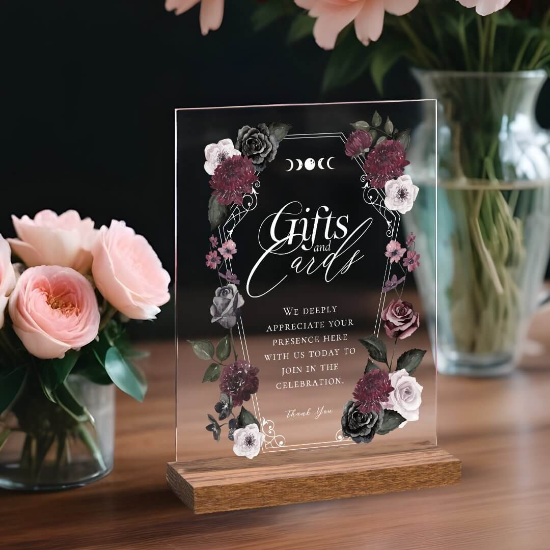 Gothic Black Watercolor Florals Gifts & Cards Acrylic Sign