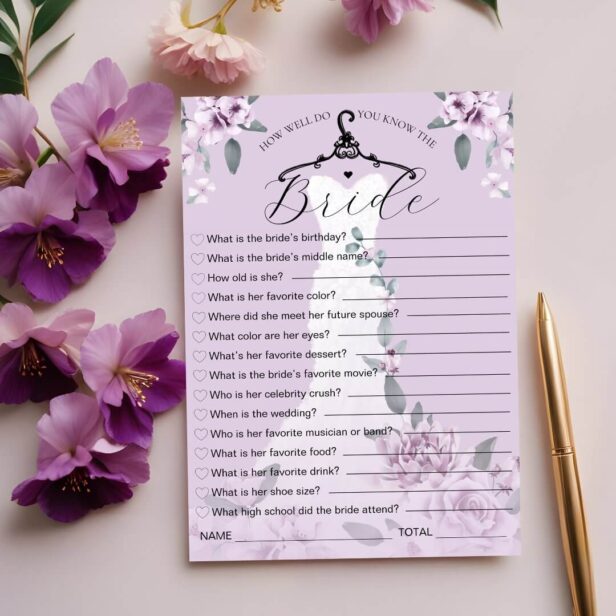 How Well Do You Know the Bride Wedding Dress Game Card