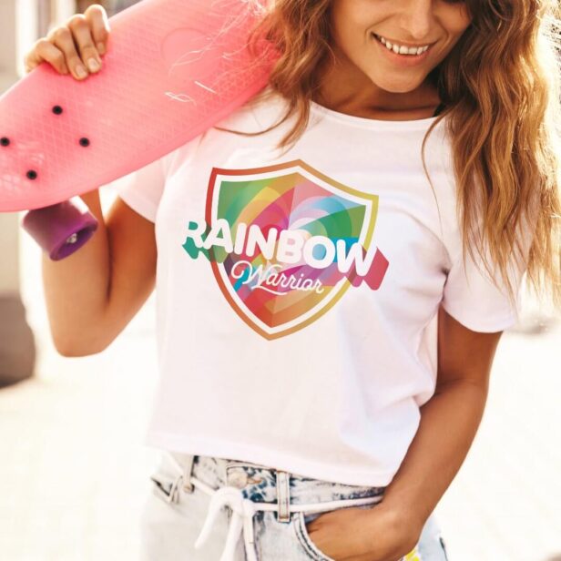 LGBTQ Fun Rainbow Pride Colourful Heart Shield T-Shirt