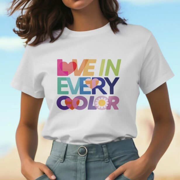 Love in Every Color Fun LGBTQ Rainbow Colors Heart T-Shirt