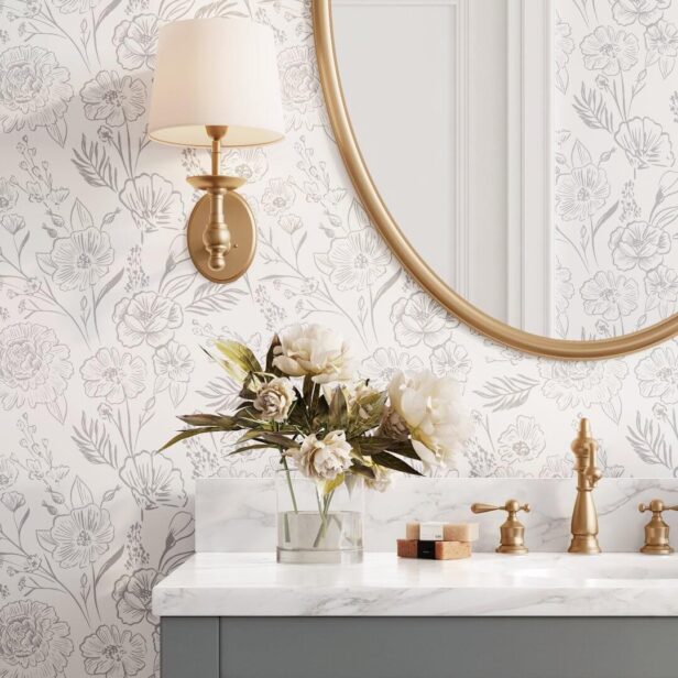 Transform your space with the understated elegance of our modern chic dusty light blue line art floral foliage pattern peel and stick wallpaper. This sophisticated wallpaper features our meticulously hand-drawn floral and foliage line art, creating a captivating botanical pattern that effortlessly enhances any room. Each element of this wallpaper is crafted with precision, featuring our hand-drawn floral and foliage line art that brings a sense of artistry and detail to your walls. The delicate line work creates a refined and contemporary look. Designed for both style and convenience, this wallpaper is perfect for anyone looking to elevate their home decor with a touch of modern chic style. Original hand drawn line art florals by Moodthology Papery.