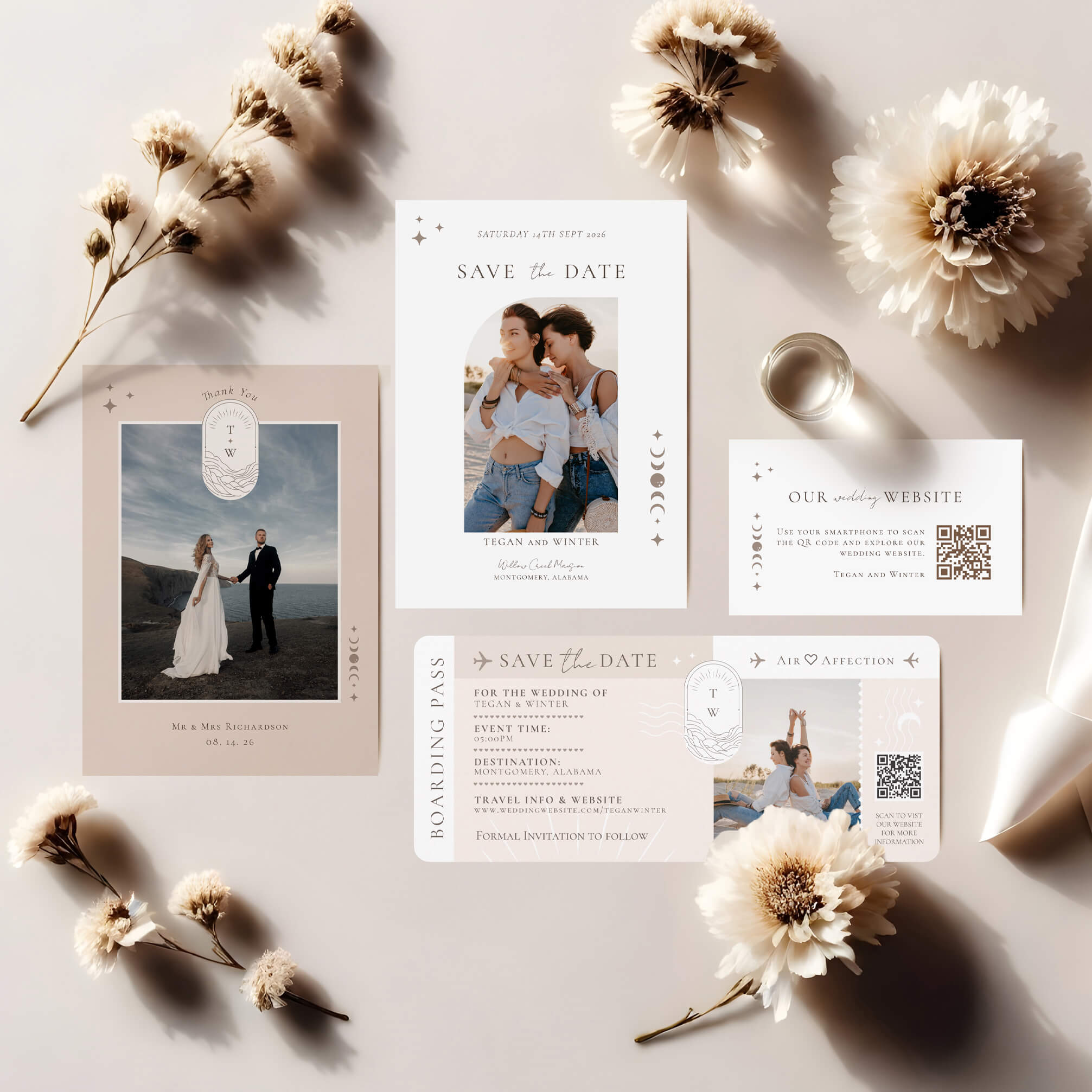Celestial Moon & Stars Holistic Wedding Suite Collection By Moodthology Papery