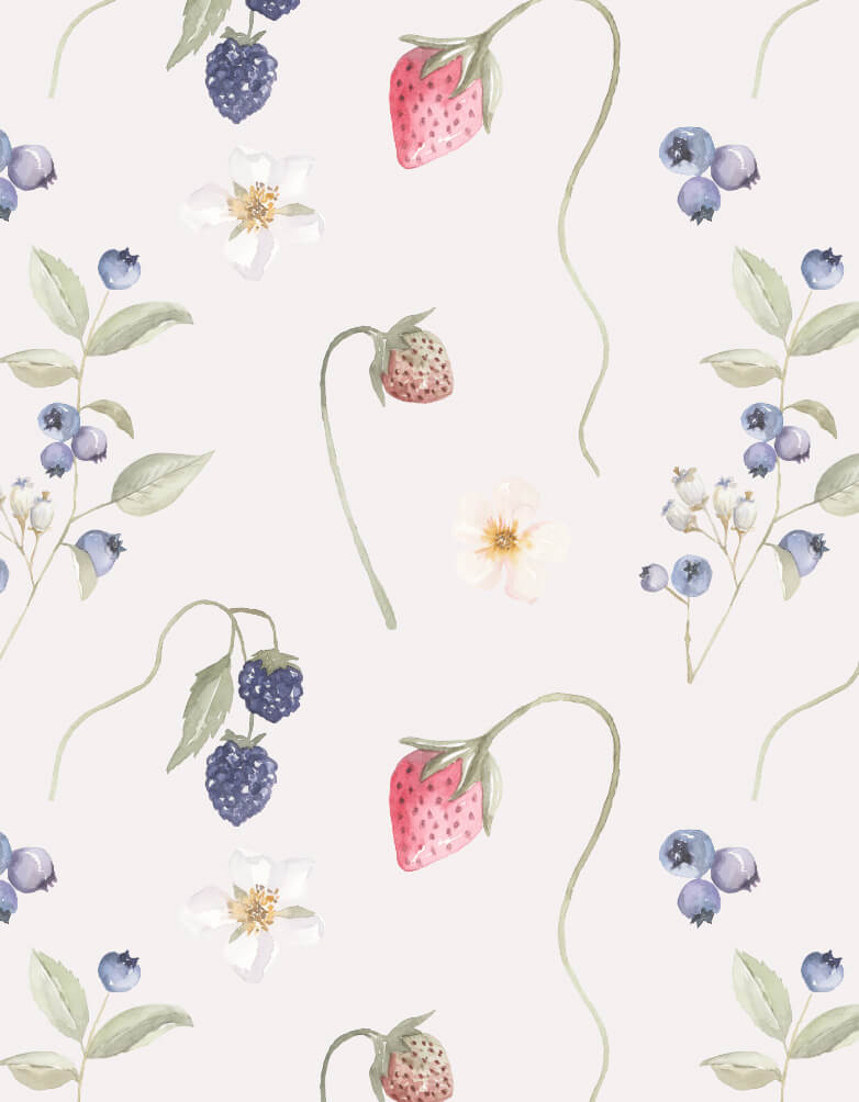 Wild Berry Pattern Peel & Sticker Wallpaper By Moodthology Papery