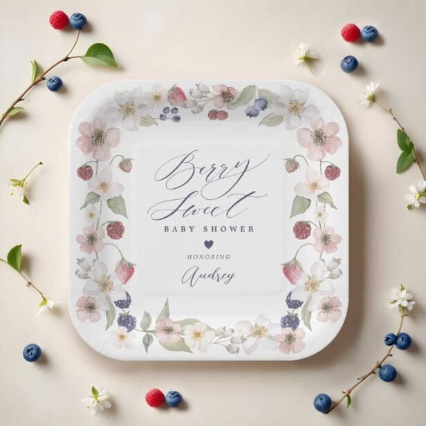 Berry Sweet Baby Shower Wild Berries & Floral Paper Plates
