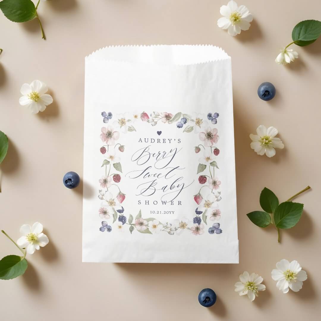 Berry Sweet Baby Shower Wild Berries & Flowers Favor Bag