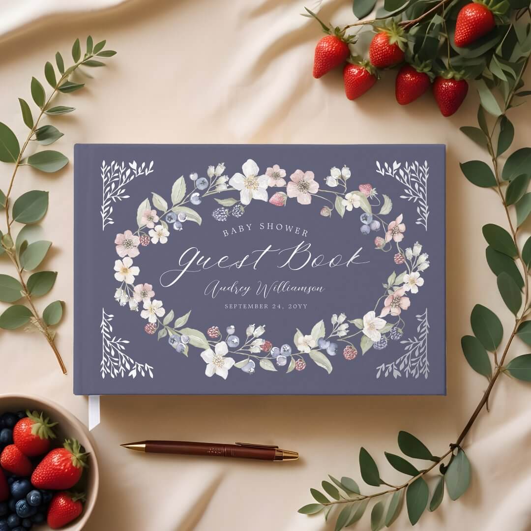 Berry Sweet Baby Shower Wild Berries & Flowers Guest Book