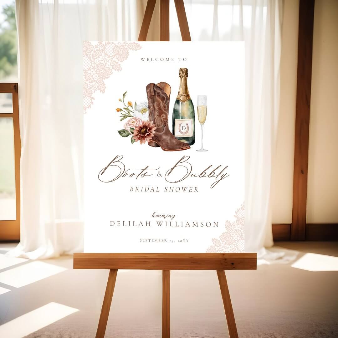 Boots & Bubbly Chic Cowgirl Western Bridal Shower Foam