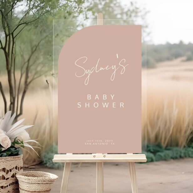 baby shower,brush script,minimal,modern,oh baby welcome acrylic sign,minimalist,elegant,welcome,arch,script