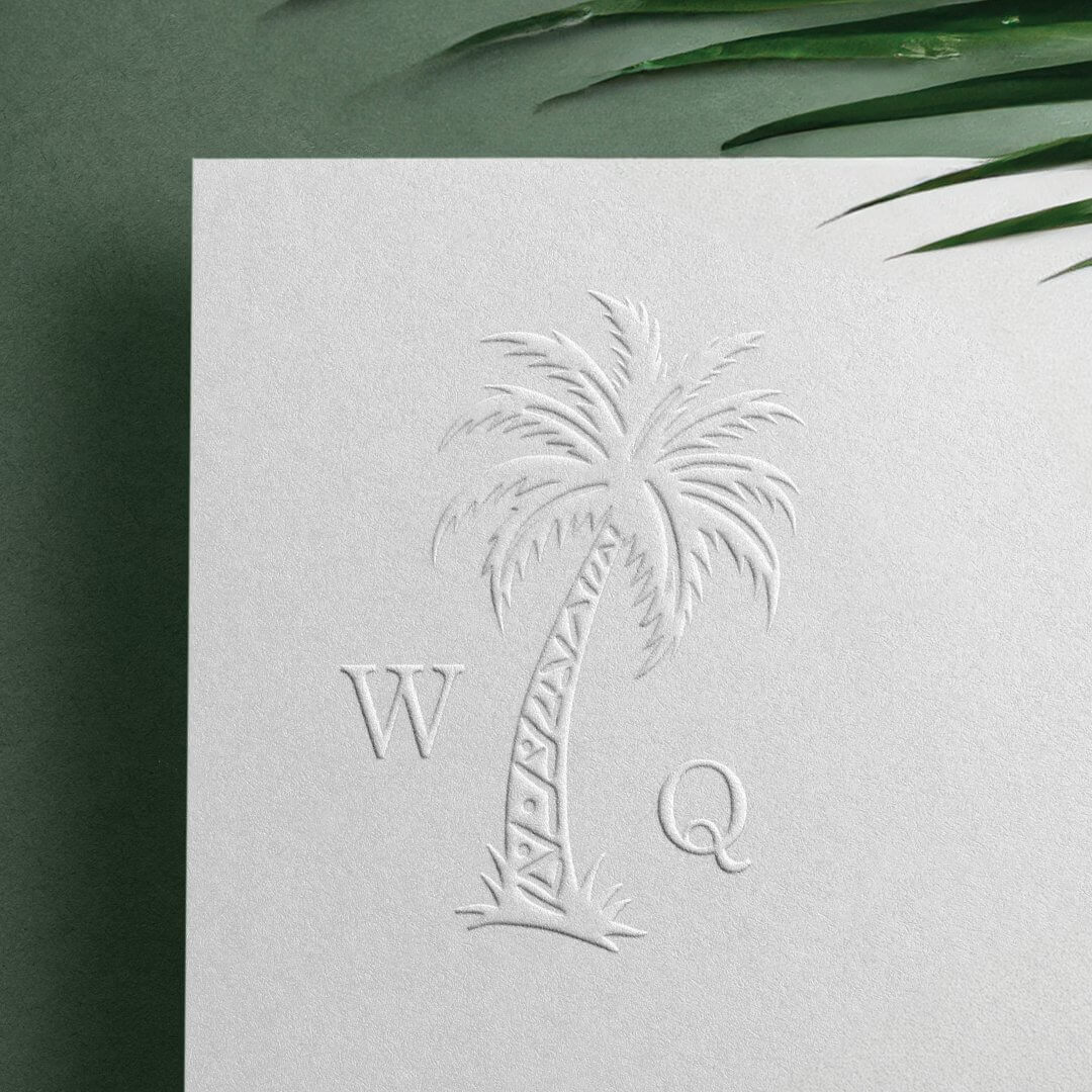 Tropical Boho Palm Tree Monogram Initial Embosser
