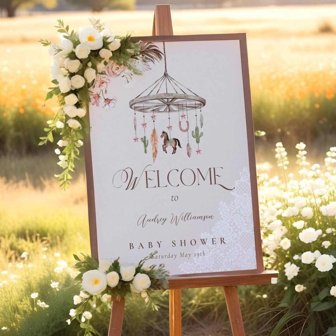 Wagon Wheel Mobile Western Baby Shower Welcome Foam Board