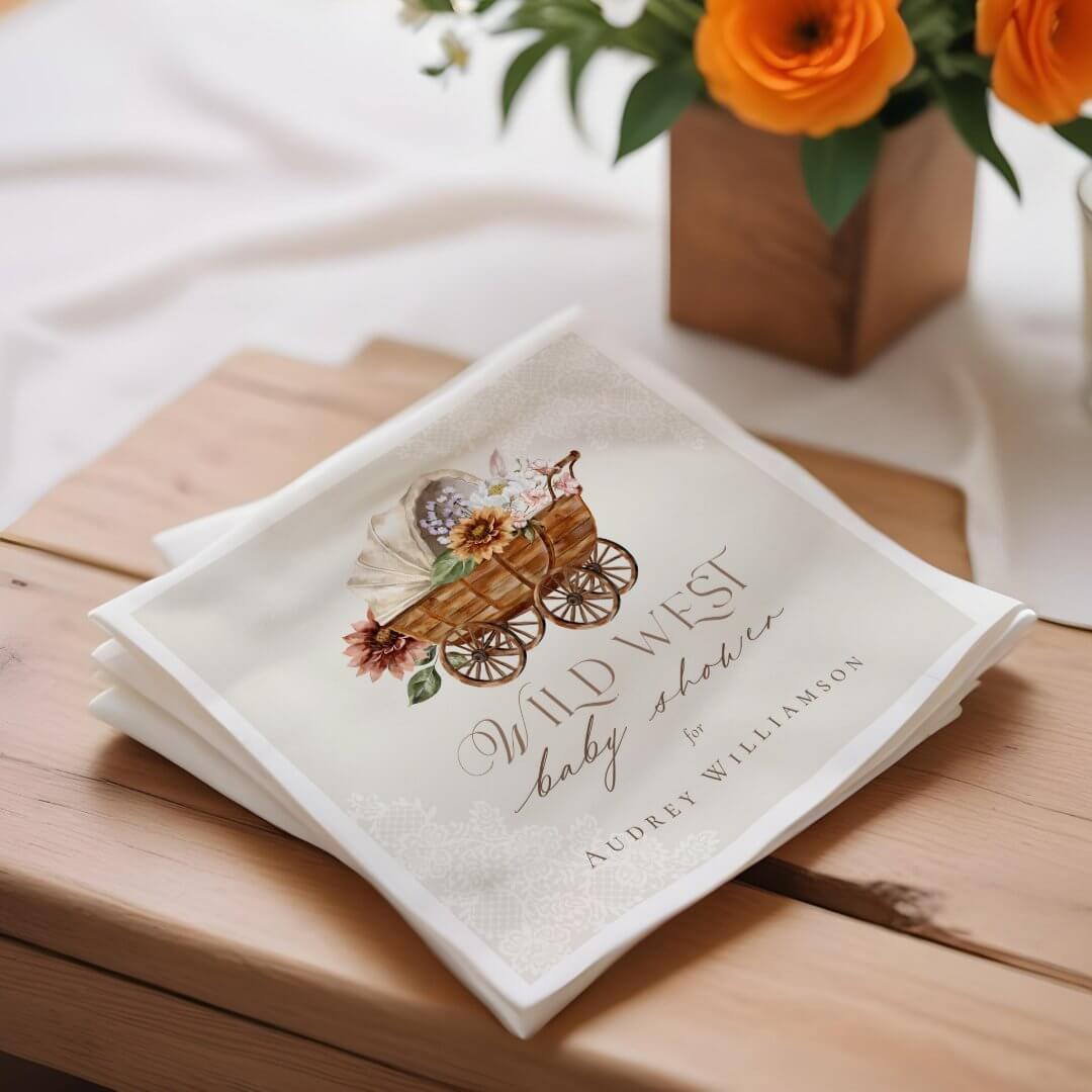 Wild West Country Western Floral Wagon Baby Shower Napkins