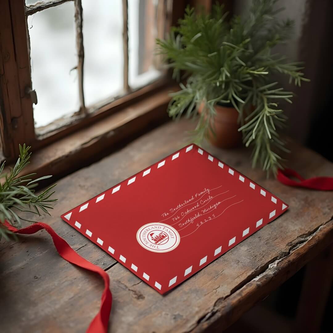 North Pole Express Christmas Candy Cane Envelope