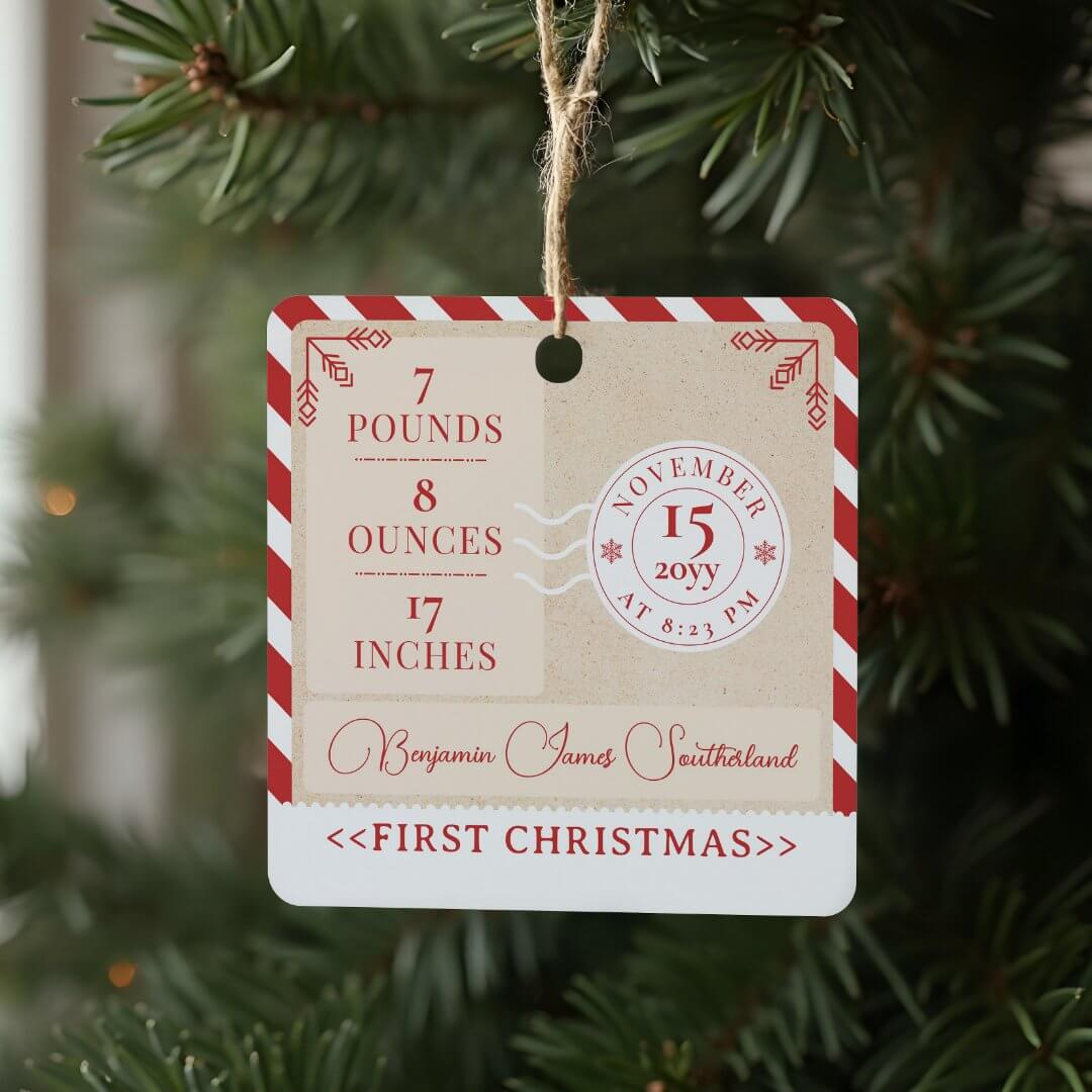 North Pole Express Train First Christmas Photo Metal Ornament