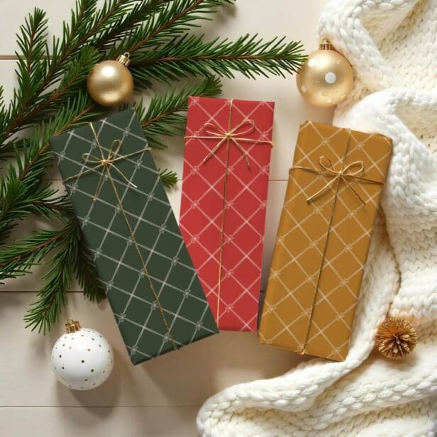 Elegant Chic MinimalChristmas Bow & Ribbon Pattern Wrapping Paper Sheets