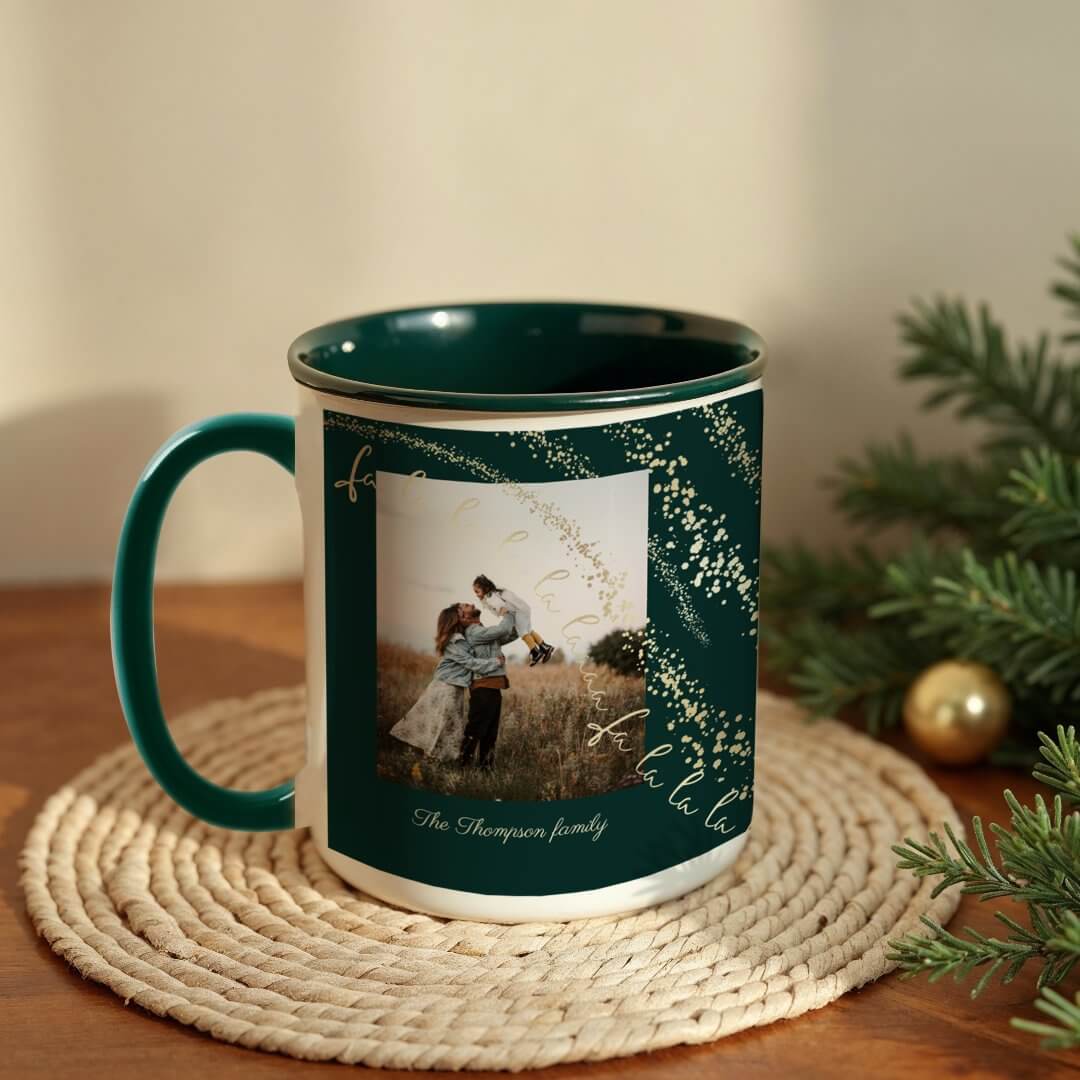 Fa La La Magical Gold Christmas Carol Song Photo Mug