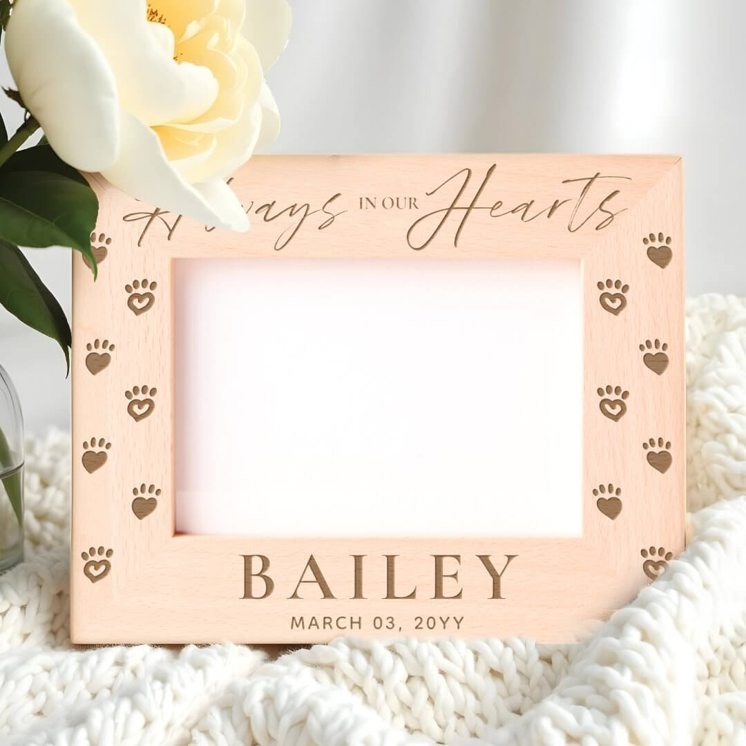 Always in Our Hearts Pet Memorial Name Keepsake Etched Frames