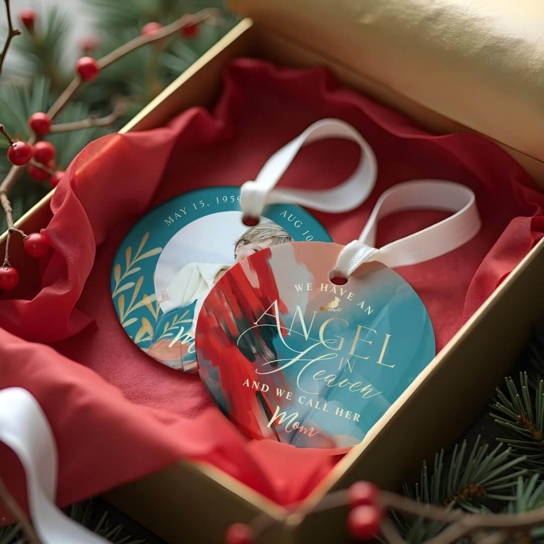 An Angel In Heaven Red Cardinal Mom Memorial Photo Ornament